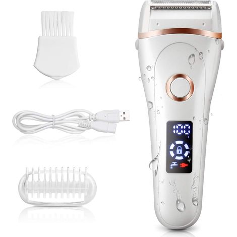 Rasoir Électrique - Pour Femme - Sans Fil - Étanche - 3 Lames Acier Inoxydable - 70 Min Autonomie - Utilisation Peau Sèche ou Humide - 1 Pièce (1/5)