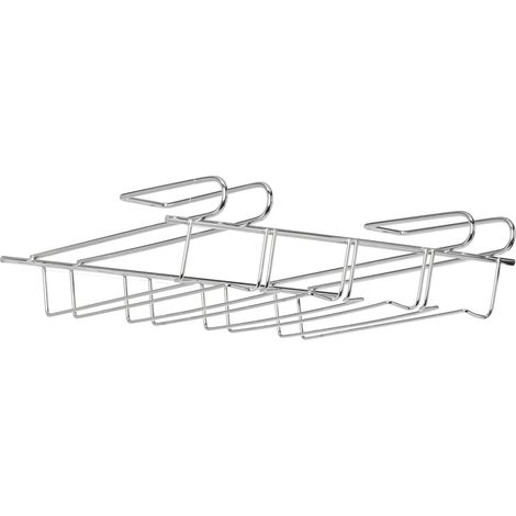 Portabicchieri da vino sospeso per armadio 8,5 x 34,5 x 26 cm pratico decorativo in ferro cromato argentato 130007956