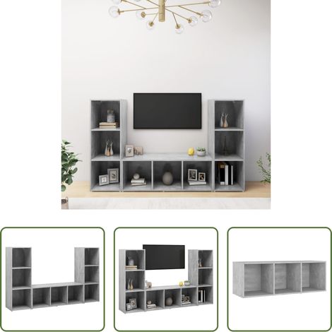 Meuble tv gris béton - Meuble TV 3 pcs 37 x 35 x 107.5 cm (1/5)