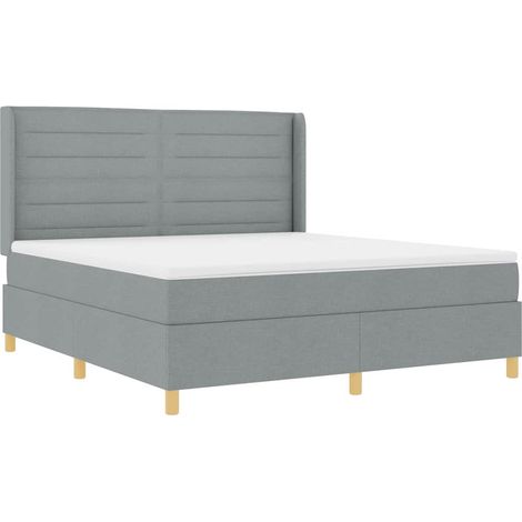 Boxspringbett mit LED-Lichtleisten Hellgrau 180 x 200 cm Stoff vidaXL (1/5)