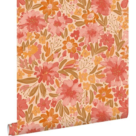 papier peint fleurs rose et vert - ESTAhome (1/5)