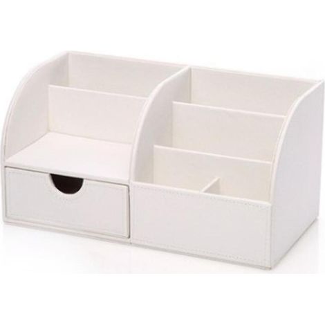 1 Organiseur de bureau, compartiments multiples, tiroir coulissant, cuir PU, pour maison et bureau (1/5)
