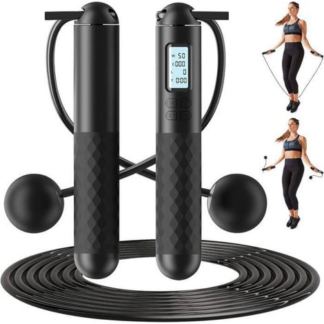 Corde À Sauter - Écran LCD Compteur Calories Et Minuterie - Réglable Jusqu'à 2,8 M - Pour Fitness Intérieur Ou Extérieur - 1 Pièce (1/5)