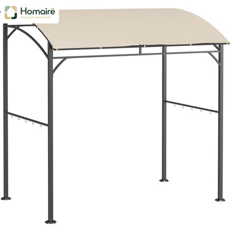 HOMAIRE Grillpavillon Garten mit Überdachung UV-beständig, Stahlrahmen, Haken und Polyester beige