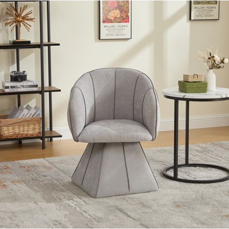 Poltrona girevole 56x54x74.5 cm grigia in chenille con schienale alto ergonomico (1/5)