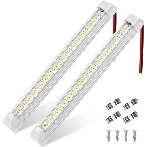 barres lumineuses LED intérieures 12V pour voiture, 108 LED avec interrupteur marche/arrêt, pour fourgonnette, camping-car, camion, bateau (2 pièces) (1/5)