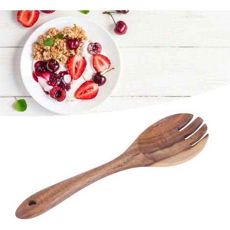 Vaisselle en bois de teck de qualité alimentaire pour la cuisine, les restaurants et les salles à manger, avec fourchette à salade (1/5)