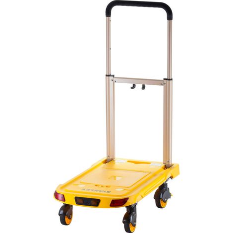 Stanley – Diable aluminium pliable 90 kg – Plateau ABS 39x28 cm – Roues à roulements à billes – Poignée escamotable et rabattable (1/5)