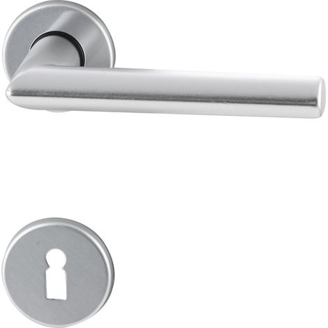 Drückergarnitur TURIN - auf Rosette BB, 38 - 42, Aluminium silber eloxiert (1/3)