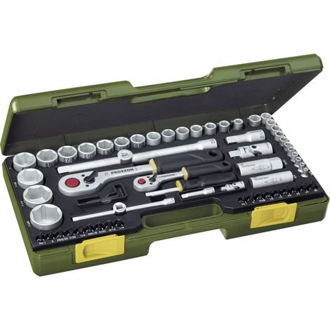 PROXXON 2223294 - Maleta industrial pvc 1/2" + 1/4" 65 pcs (5/32" 1 +3/8"), Argento