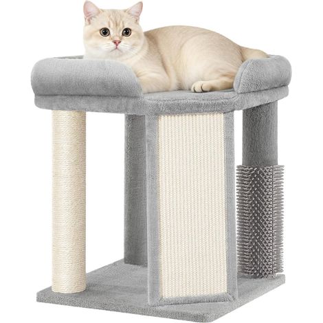 Arbre à Chat pour Chats d'Intérieur, 48 cm de Hauteur, Gris Clair (1/5)