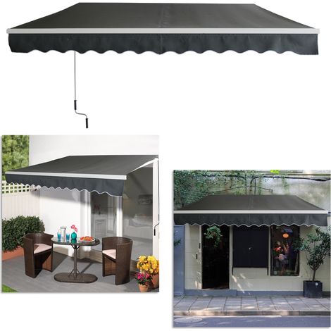Froadp 360x300cm Gelenkarmmarkisen Aluminium Markisen Sonnenschutz Abdeckung Klemmarkisen Wasserdichte Anti-UV Sonnensegel Sichtschutz für Balkon Terrasse, Dunkelgrau (1/5)