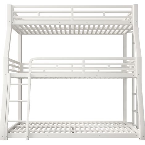 Letto a castello triplo in metallo bianco 90/120/140 x 200 cm con scala (1/5)