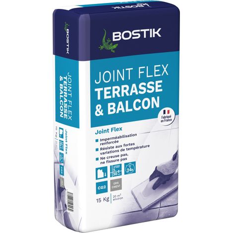 Joint terrasse Flex gris Bostik 15 kg pour sols extérieurs