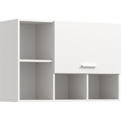 Free Badschrank Wandhängend 1 Klappentür, 4 Regale weiß.