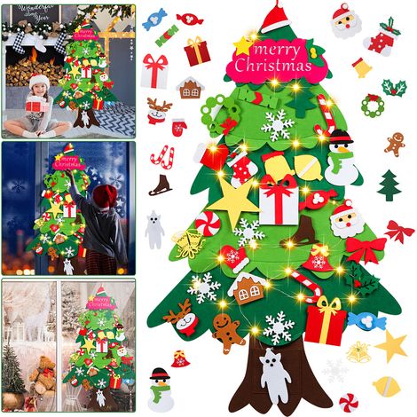 Wolketon DIY Felt Christmas Tree Decorazione albero di Natale con LED 33 ornamenti staccabili Regali di Natale (1/5)