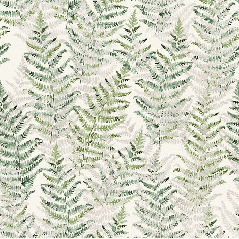 papier peint panoramique fougères vert et blanc  - Komar (1/4)