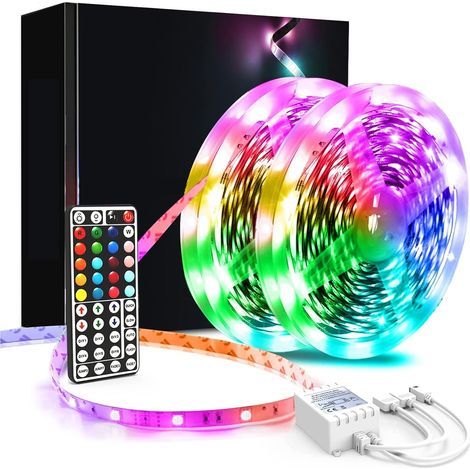 Bande lumineuse LED de 10 m avec télécommande 44 touches, éclairage LED RGB 5050 flexible à couleurs changeantes pour chambre, fête (1/5)