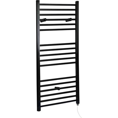 Hudson Reed Nox - Sèche-Serviettes Design Électrique Moderne Plat - Noir  - 120 cm x 40 cm