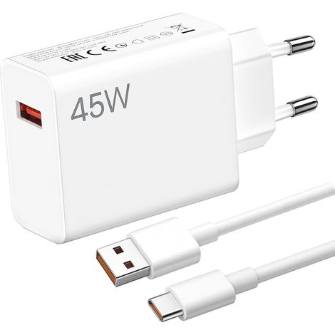 Chargeur 45W pour, Chargeur Rapide avec 1m Câble USB C Chargeurs Rapide mi, pour Note 13 12 11 10 Pro Red Mi 13x Poco M6 X5 M5s M4 X3 F3 Mi 11 10t et Autres Appareils (1/5)