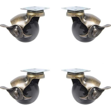 4 Pcs Roulettes de Meuble, Roue Pivotante à 360 °, Roulette à Bille avec Fonction de Frein,Roulettes à Bille Pivotante Vintage pour Roulettes de Chaise pour Meubles D'armoire, 2 Pouces (1/5)
