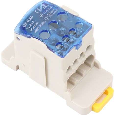 Elektrischer Anschlusskasten für DIN-Schienenmontage, 80-A-Verteilerklemmenblock, 1000-V-AC/DC-Anschluss, modularer Verdrahtungskasten für Schalttafeln. (1/5)