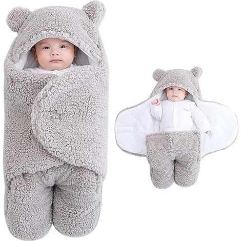 Couvertures d'emmaillotage pour nouveau-nés, couvertures d'emmaillotage à capuche, gigoteuses, adaptées aux bébés de 0 à 6 mois. (1/3)