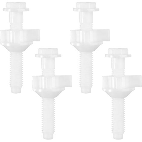 Lot de 4 Vis de Remplacement pour Abattant WC Universel, Boulons et Écrous Plastique pour Charnières de Siège de Toilette, Fixation Résistante à la Rouille, Blanc (1/4)