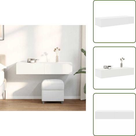 Wandregal Wohnzimmer - vidaXL Wandregal mit Schubladen Weiß 100x36x19 cm Holzwerkstoff - Wandregal Schlafzimmer (1/5)