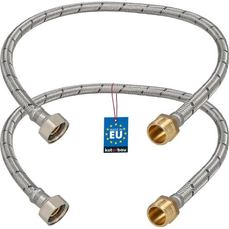 KOTARBAU® Lot de 2 Flexible Robinet 1/2" x 1/2" - Flexible Eau - Tuyau Robinet 60 cm - Mâle x Femelle - Rallonge Robinet Cuisine Flexible - Acier Inoxydable - Tuyau Flexible Plomberie