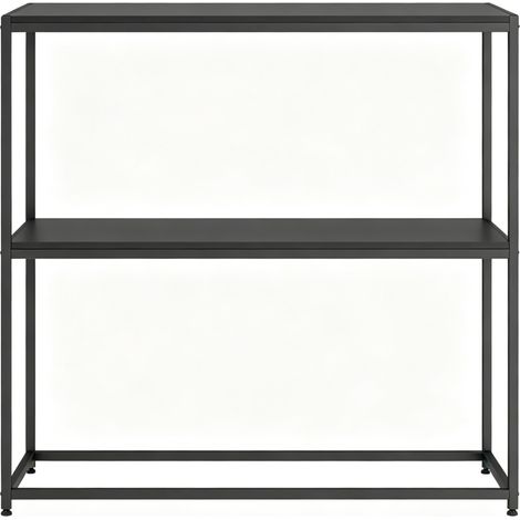 Mesa consola moderna de acero negro de 2 niveles 100 x 30 x 87 cm (1/5)