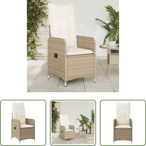 Gartensessel -  Gartensessel mit Kissen Verstellbar Beige Poly Rattan (1/5)