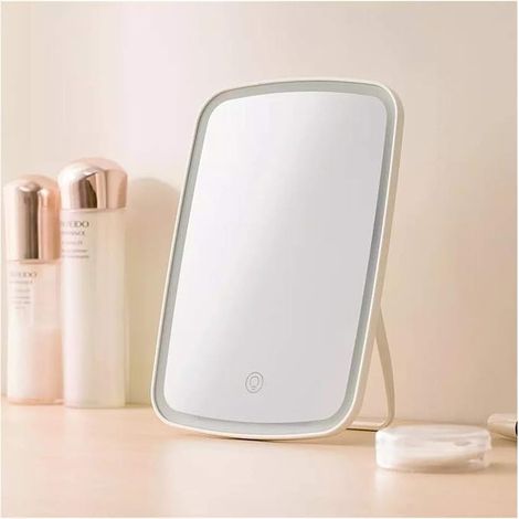 Espejo de maquillaje LED, espejo cosmético, carga USB, control táctil, regulador de intensidad, soporte. Ideal para el hogar y los viajes. (1/4)