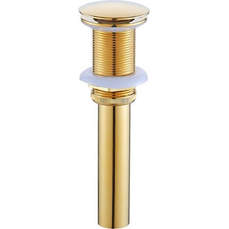 Bonde et accessoires pour vasque et lavabo,Pop-up Rétro Bouchon Bonde de Lavabo Vidange sans Trop-Plein en Laiton Bronzé Universel Valve Draineur d’Evier Vasque Siphon, Or (1/5)