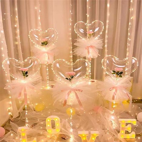 Rose Artificielle LED - Guirlande Lumineuse 3 M - Décoration de Mariage Fête Anniversaire Saint-Valentin - Rose Rose - 1 Pièce (1/2)