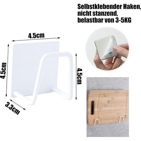 Set di 2 portaspugne da cucina autoadesivi, installazione senza trapano, acciaio inossidabile, antiruggine e impermeabile, bianco (1/3)