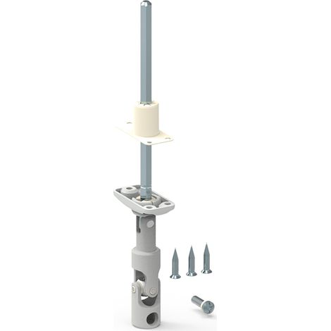 Itar – Sortie caisson guide déporté – Longueur tige 175 mm – Bâti polyamide blanc – Genouillère acier revêtu polyester – Angle 30° (1/3)