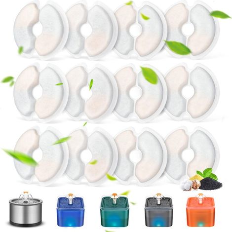 Filtros de repuesto para bebederos de gatos, compatibles con dispensadores de agua de acero inoxidable de 2 litros y 2,5 litros (67 oz y 84 oz), paquete de 12 unidades. (1/5)