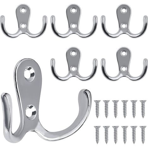 Gancho para abrigos retro de 6 piezas, gancho para abrigos retro, gancho para abrigos montado en la pared vintage, gancho para puerta de metal para baño, cocina, dormitorio, entrada (plata) (1/5)