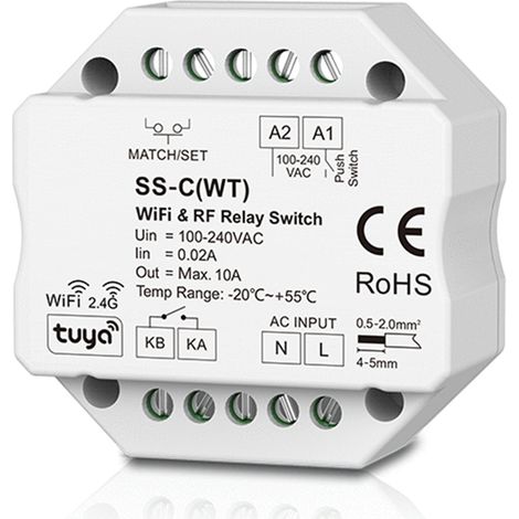 Interruptor WiFi Compatible con Pulsador y Mando RF SKYDANCE SS-C(WT) Blanco