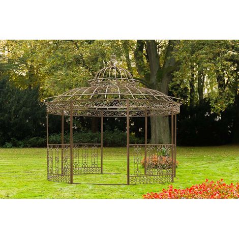Luxus Pavillon Romantik V2 rund 350 cm antik braun (1/5)