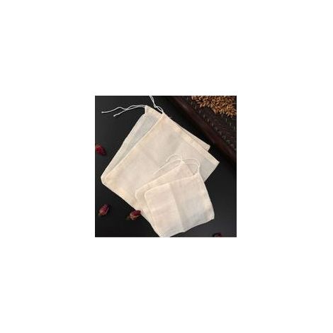 Packung mit 50 wiederverwendbaren Musselin-Baumwollbeuteln (10 x 15 cm) – Hitzebeständig – Zum Einweichen, für Tee, Kaffee und Gewürze (1/5)