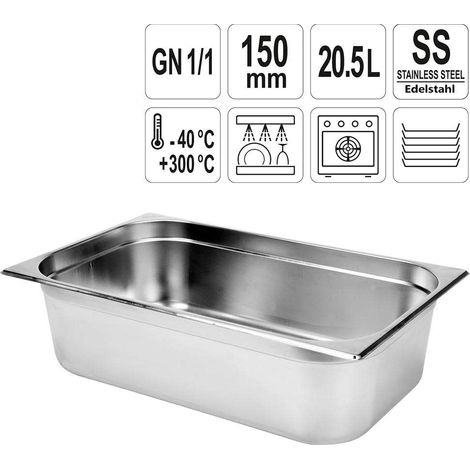 Gastronormbehälter 20,5 l - GN 1/1, H150 mm - Edelstahl - YG-00254 (1/5)