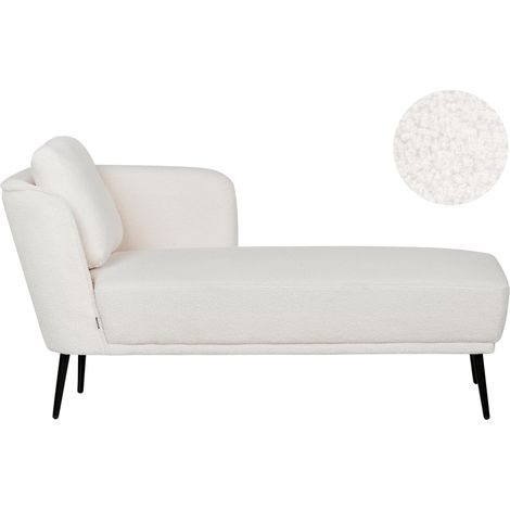 Chaise longue estilo retro con cojín muebles de sala de estar de bouclé blanco crema izquierdo Artheze (1/5)