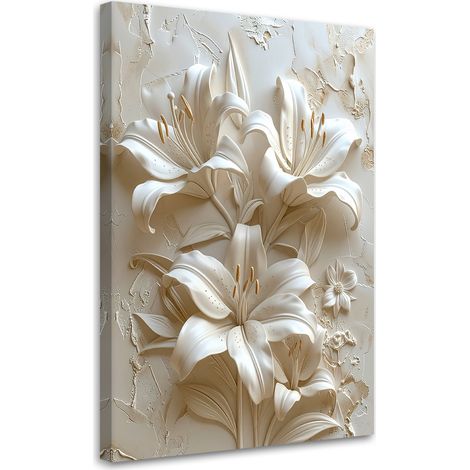 Stampe su Tela, Fiori bianchi in rilievo - 40x60 (1/2)