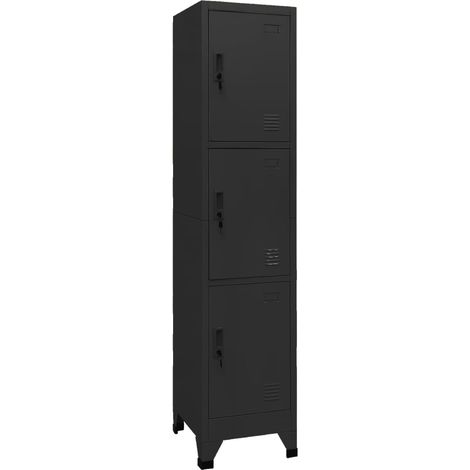 Armoire à casiers, Vestiaire Métallique, Meuble de rangement Noir 38x45x180 cm Acier HYB50899 (1/5)