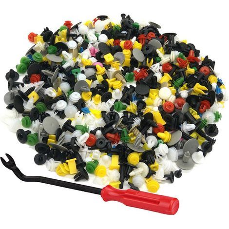 500pcs Rivet Clips Plastique, Plastique Fixation Auto Universel, de Garniture Voiture avec Outil Démontage, pour Panneaux Garnitures Portes, Différentes Formes et Tailles- (1/5)