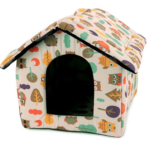 Maisonette pour chien ou chat multicolor chouette (1/3)