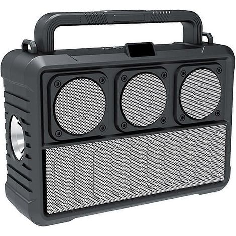 Enceinte Bluetooth sans fil solaire portable avec radio FM argentée (1/5)