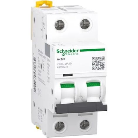 Schneider A9F90240 Acti9, iC60L instantaneous-trip circuit breaker, MA curve, 2-pole, 40A